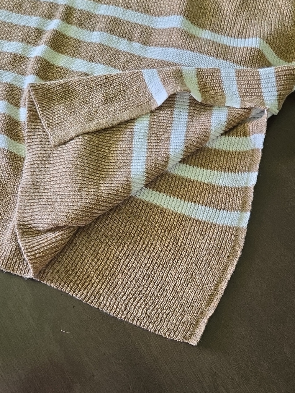J. Crew Tan and White Oversized Knit Poncho O/S - Picture 7 of 7